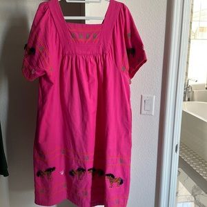 Frances Valentine hot pink linen dress.